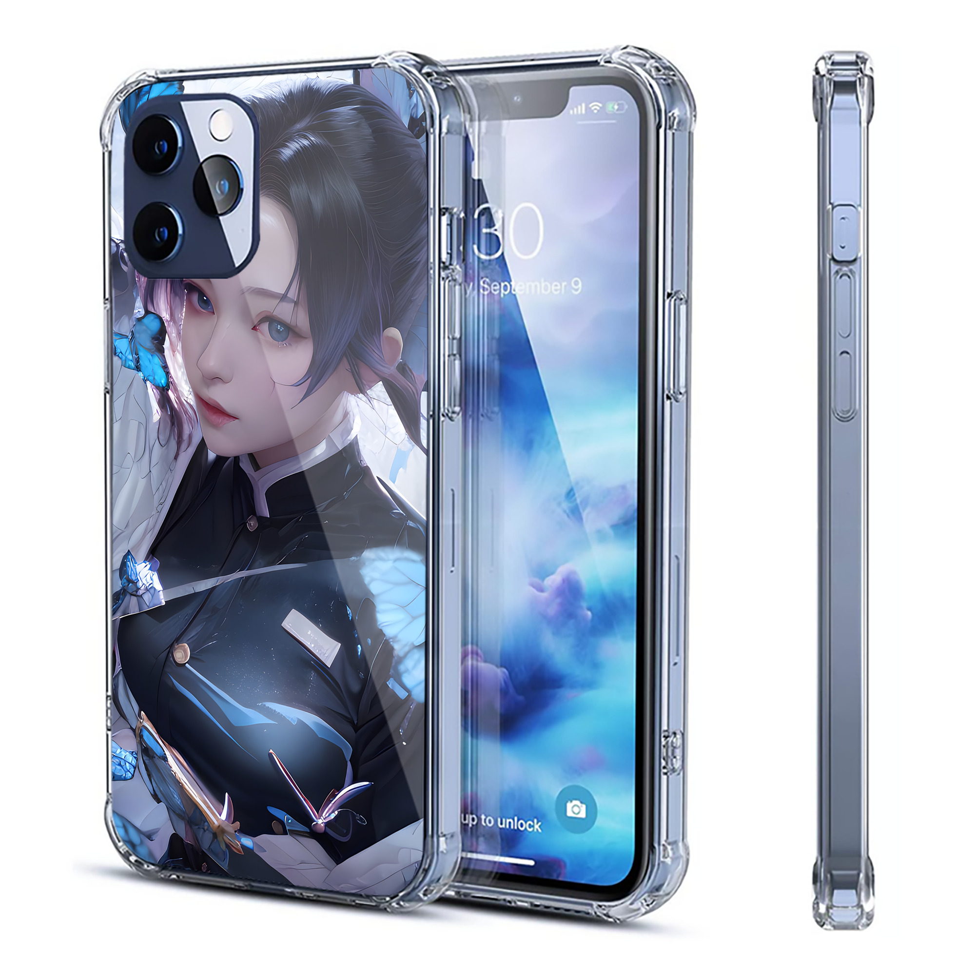 （画像用） 鬼滅の刃（きめつのやいば）蟲柱-胡蝶 しのぶ／こちょう しのぶ Kochou Shinobu 【iPhone 12シリーズ対応】透明スマホケース（クリアソフトケース）